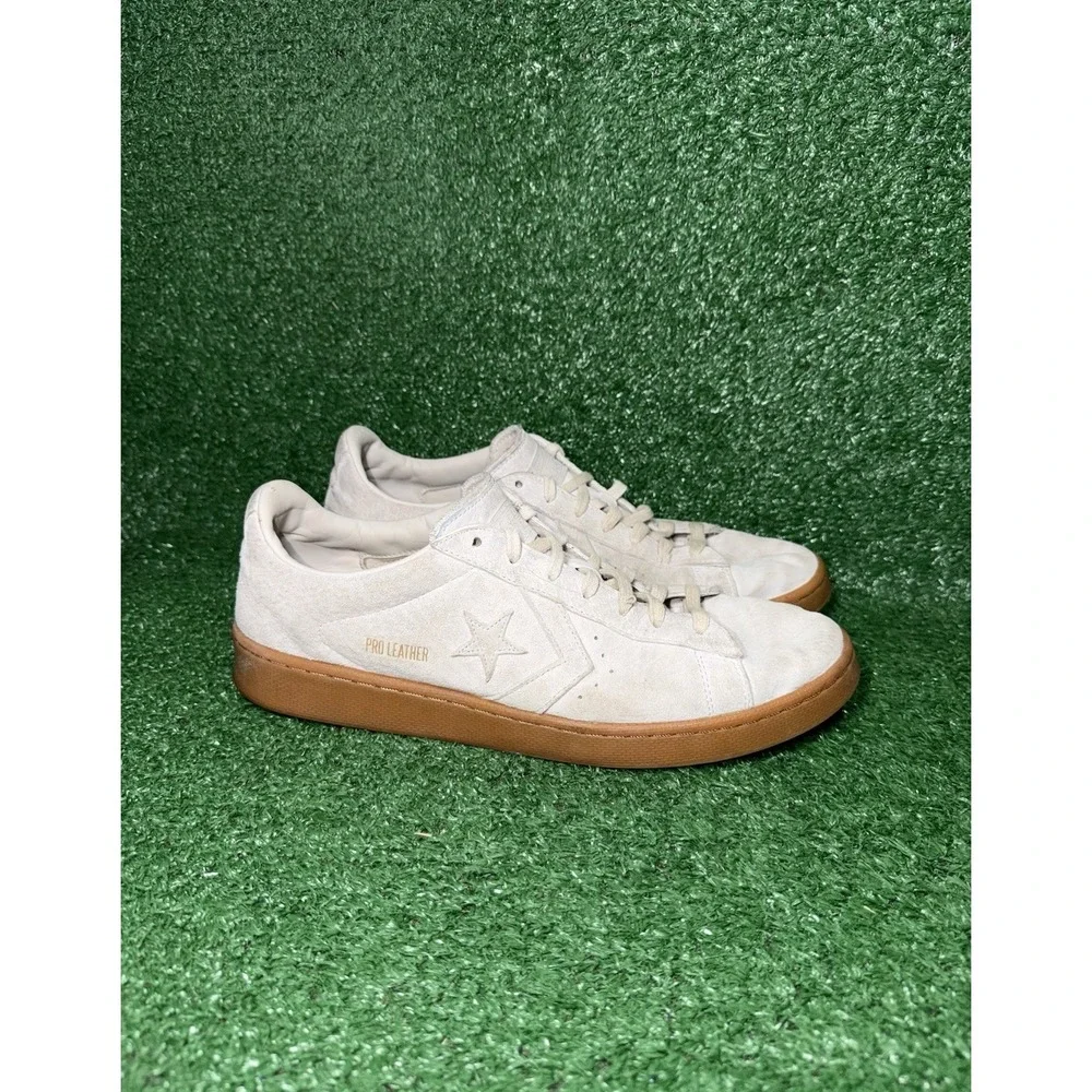 Converse Pro‎ Leather Shoes Mens Size 12 Beige Leather Low Top Comfort Sneakers